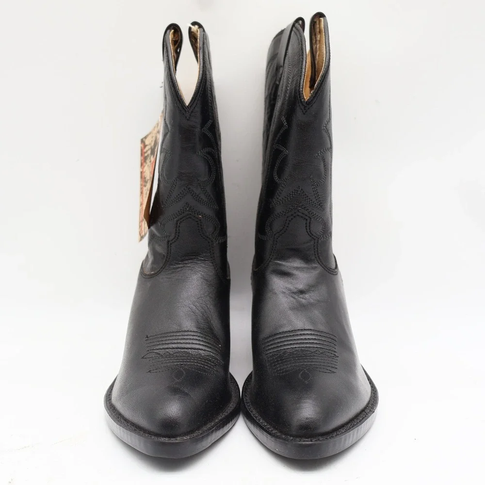 Laredo Western Boots Kids 3 Black Leather J-Toe Cowboy Boots 28-2210 New